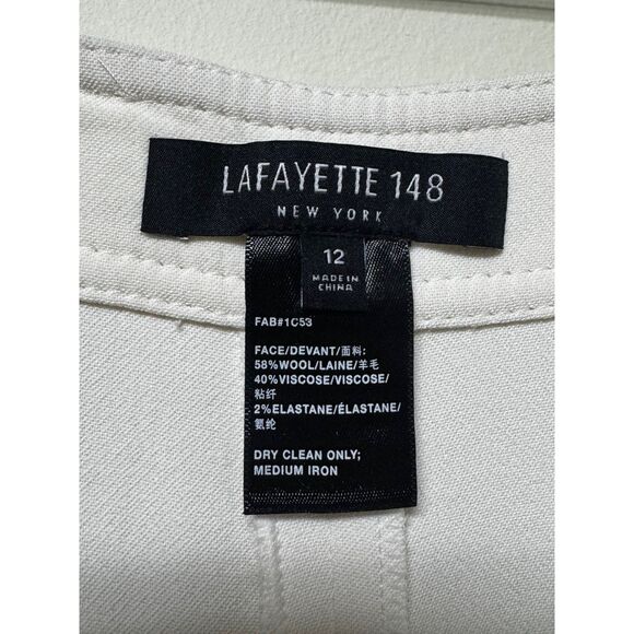 LAFAYETTE 148 NEW YORK Wool Blend Winter White/Cream Trousers, Sz 12 - Picture 7 of 10